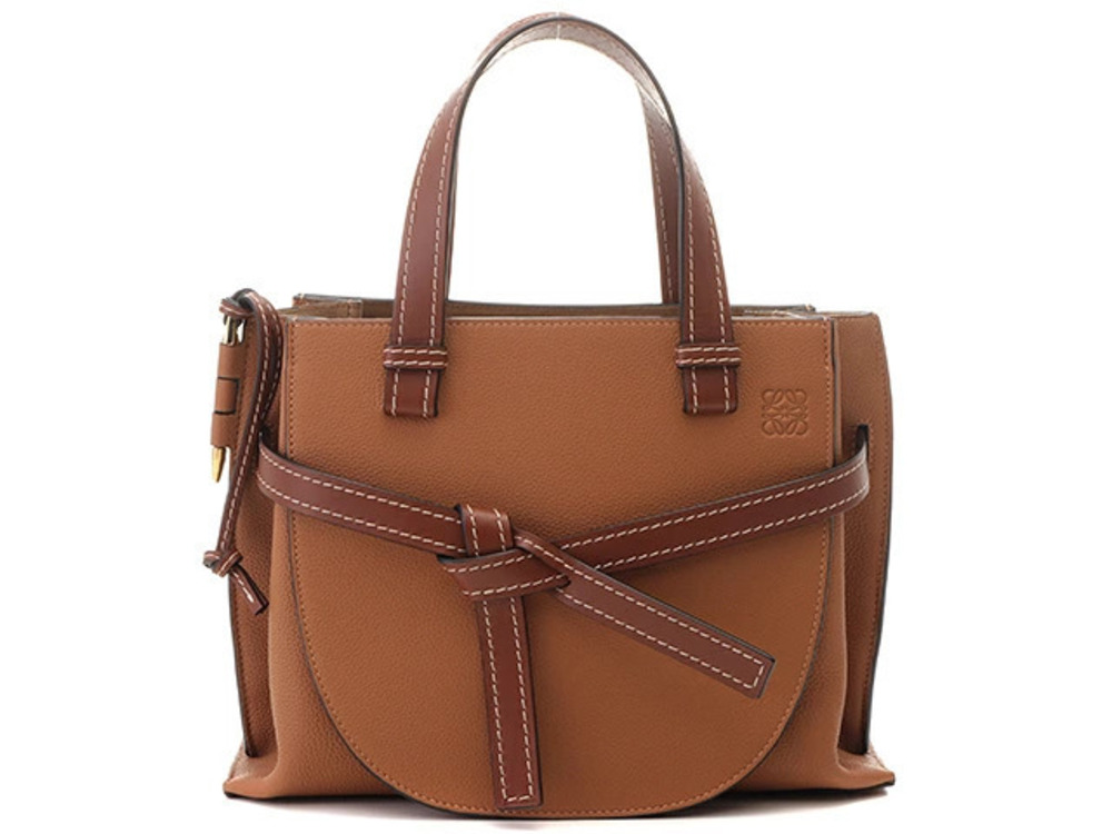 Loewe Gate Top Handle Handbag Brown Camel Brown Leather